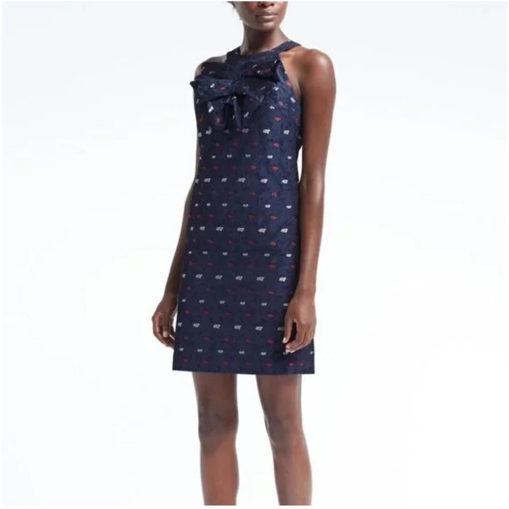 Navy Banana Republic Dress with Floral Embroidery